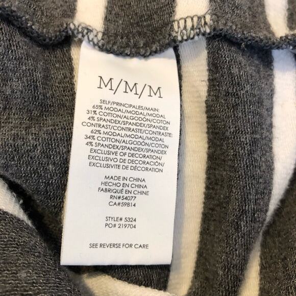 Cabi gray white striped lace up front hooded knit top size Medium #5324 - Picture 9 of 15